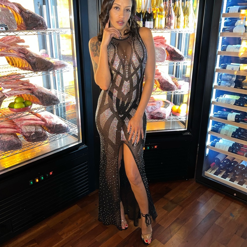 Rhinestone sheer dress